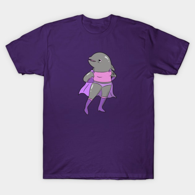 Funny Dolphin Luchador Wrestler Sketch Drawing T-Shirt by SLAG_Creative